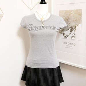 Grey Goth Calligraphy Baby Tee 🦇 AEROPOSTALE